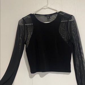 Black sheer crop top